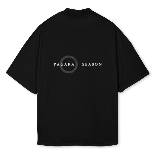 DESERTDUSTZEUS Black Oversized Mock Neck Tee.