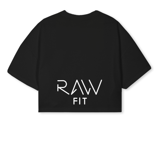 RAWWFIT Black Cropped Oversized Tee.