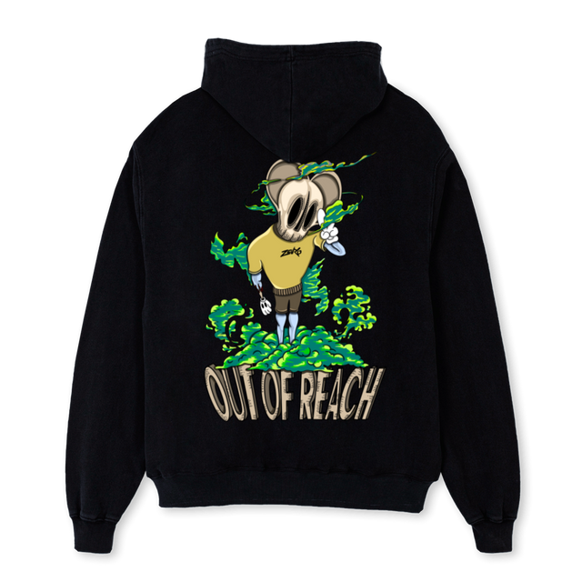 ZEURGOUTOFREACHSWEAT Black Oversized Hoodie.