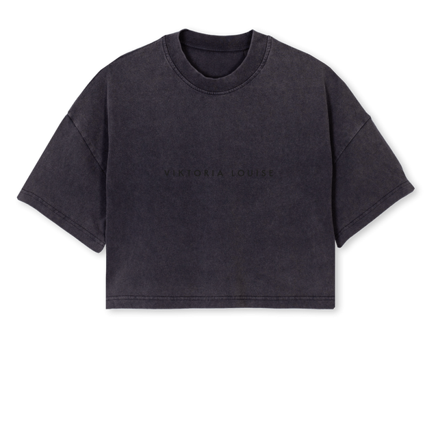 VLCROPFINAL Vintage Black Cropped Oversized Tee.