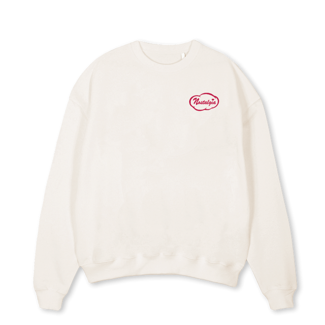 NOSTALGIACUPID Vintage White Oversized Crewneck Sweater.