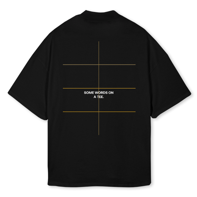 WAUTSHIRT Black Oversized Mock Neck Tee.