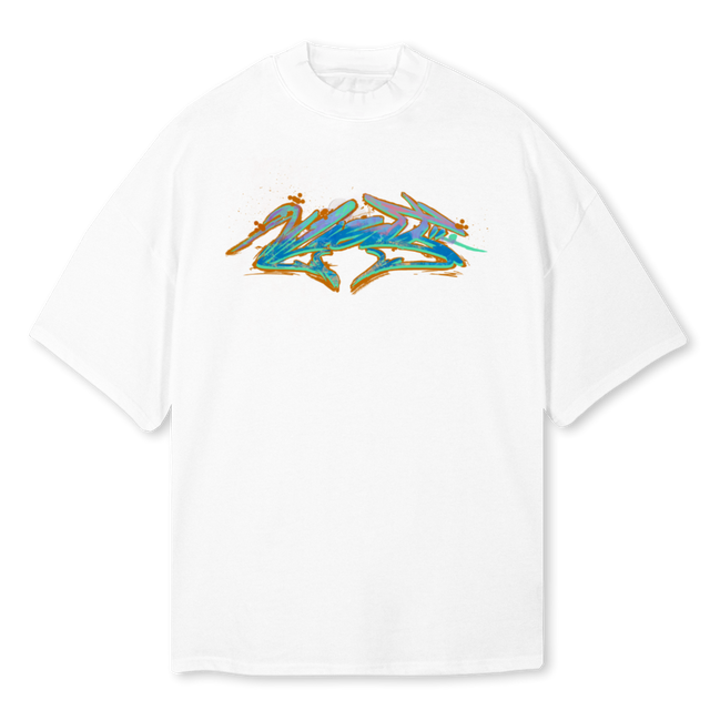 VIGILGRAFFITITEE White Oversized Mock Neck Tee.