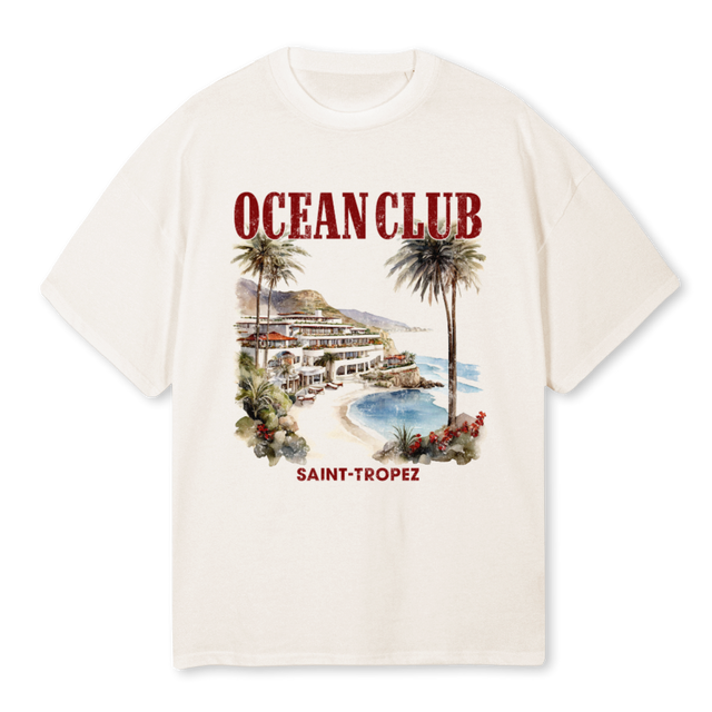 SAINTTROPEZ Vintage White Oversized Tee.