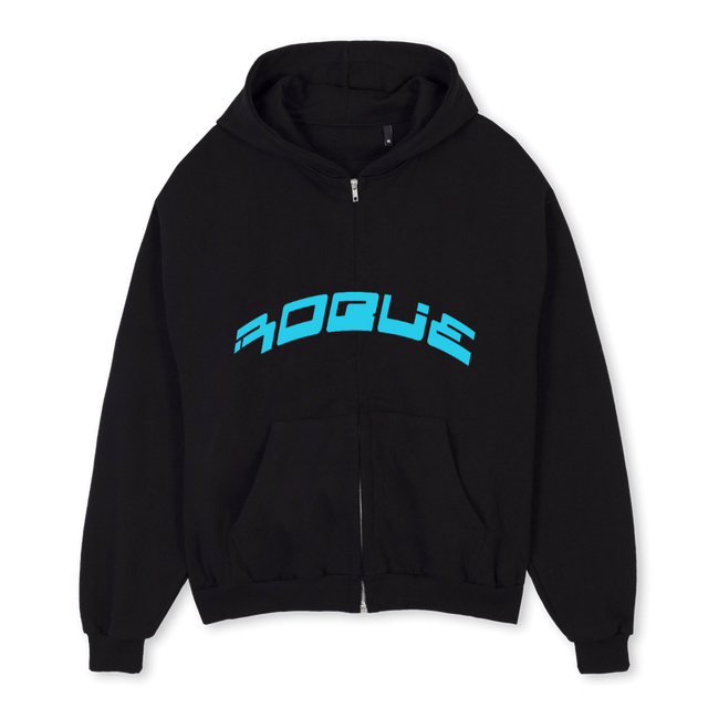 RZI Black Oversized Zipped Hoodie.