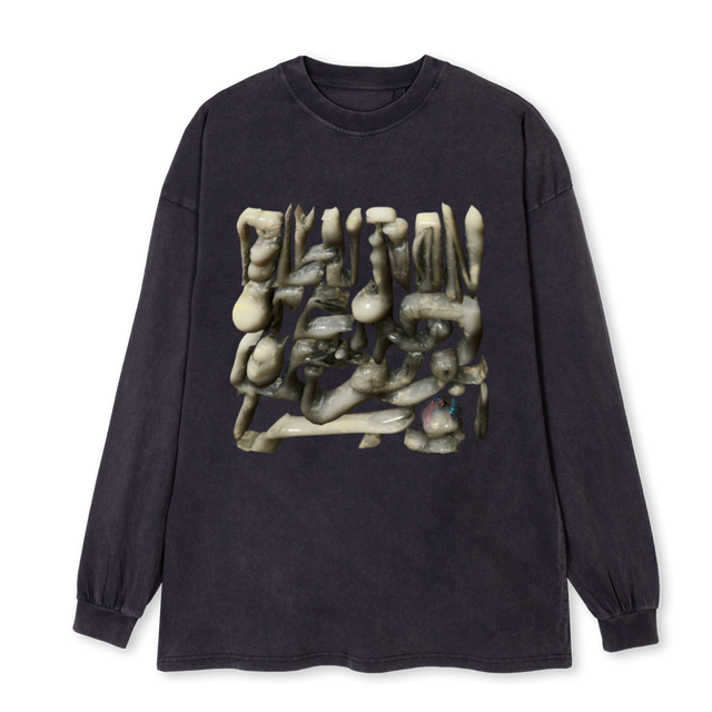 DNPOLLUTION Vintage Black Oversized LS Tee.
