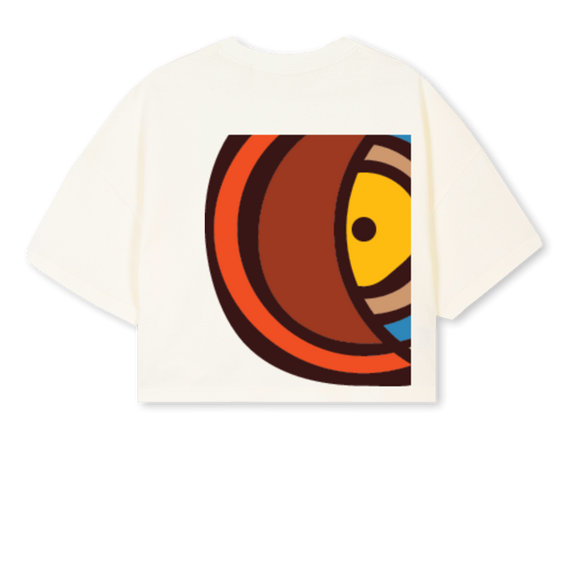 HORIZON Cream Cropped Oversized Tee.