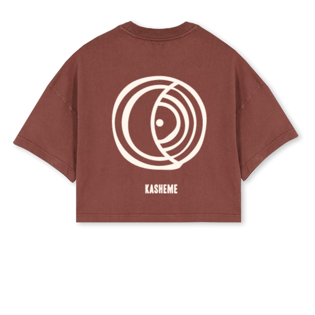 MOONBIRD Vintage Brown Cropped Oversized Tee.