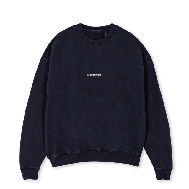 SUPERBCREWBM Vintage Black Oversized Crewneck Sweater.