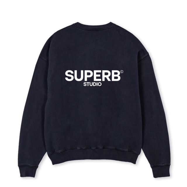 SUPERBCREWBM Vintage Black Oversized Crewneck Sweater.