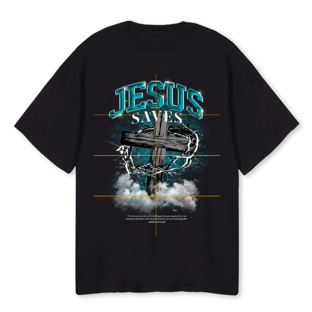 JESUSSAVESBGTEE Black Oversized Tee.