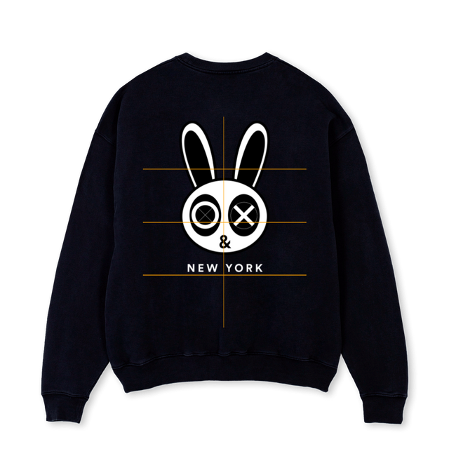 ONXBUNNY Black Oversized Crewneck Sweater.