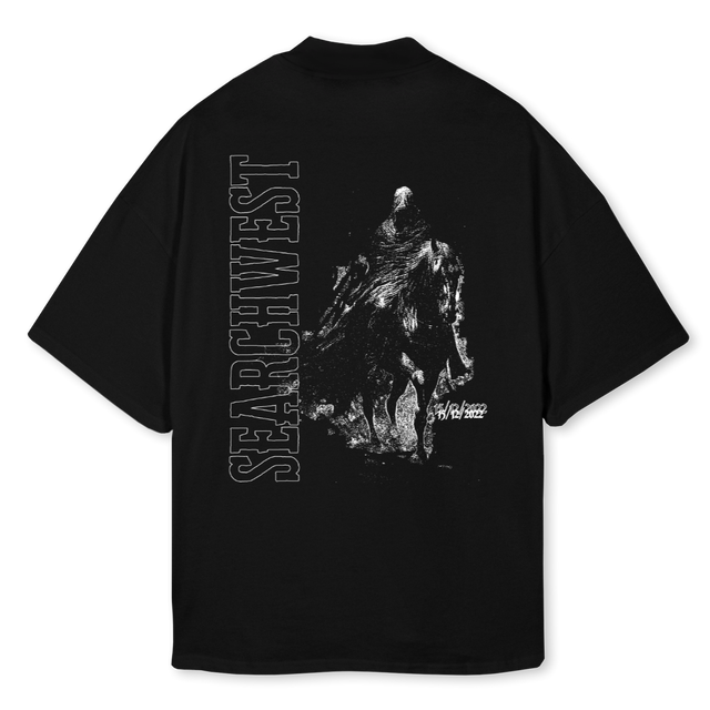 BOXYTEE Black Oversized Mock Neck Tee.