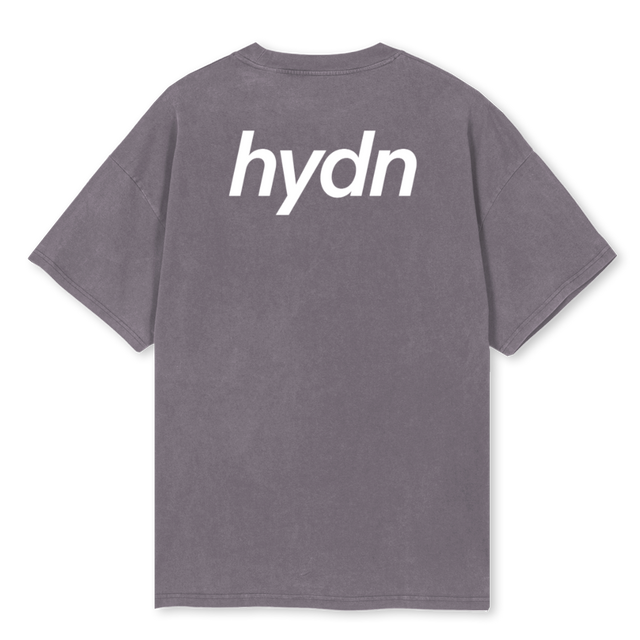 TAUPEWHITEPRINT Pigment Grey Oversized Tee.