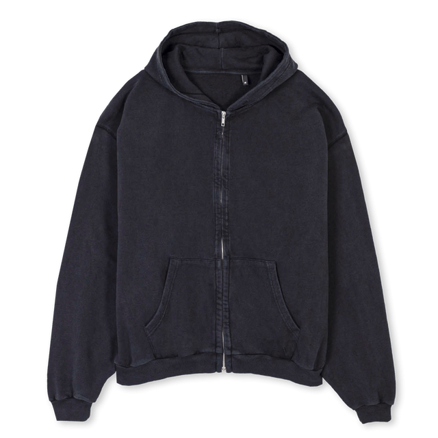 HOODIESAMPLEBLK Vintage Black Oversized Zipped Hoodie.