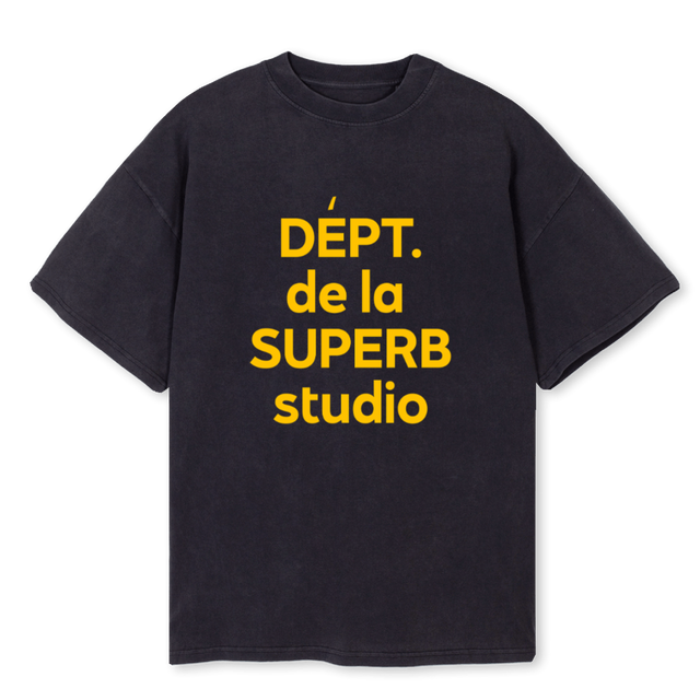 DEPTSUPERBSTUDIO Vintage Black Oversized Tee.