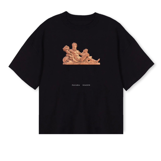 DESERTZEUS Black Oversized Boxy Tee.