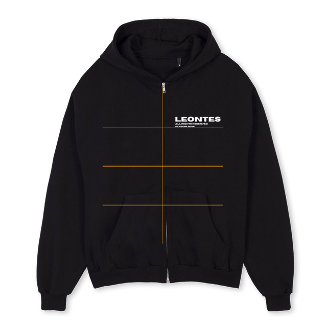 ZIPPERZWART Black Oversized Zipped Hoodie.