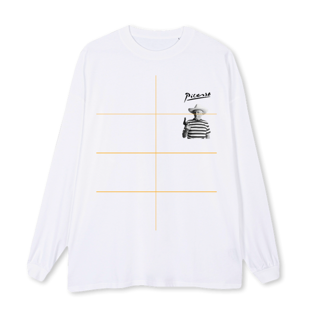 PICASSIN White Oversized LS Tee.