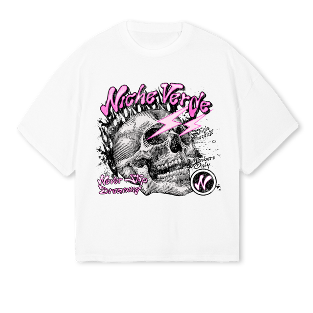 SKULLHEAD White Oversized Boxy Tee.