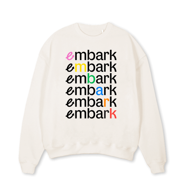 EMBARKGRID Vintage White Oversized Crewneck Sweater.