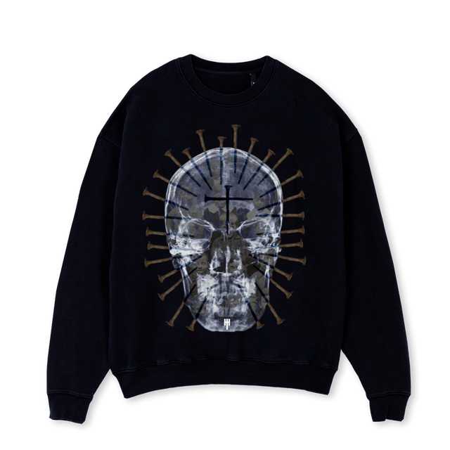 ETERNITY Black Oversized Crewneck Sweater.