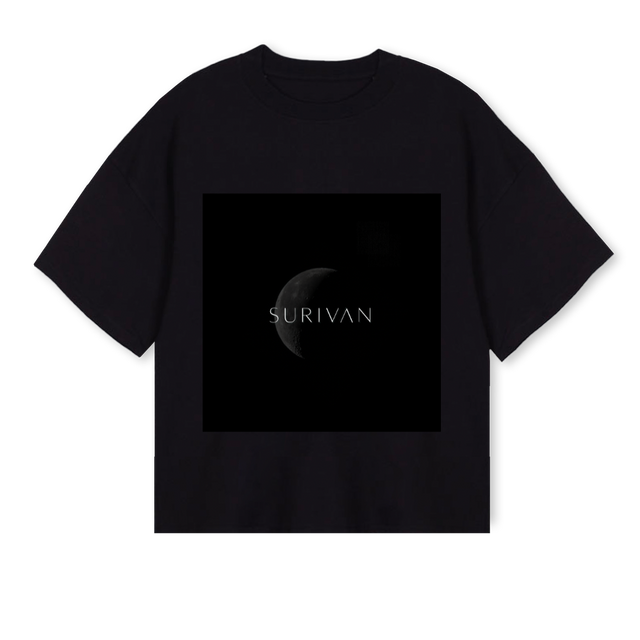 SURIVANBLKTEE Black Oversized Boxy Tee.