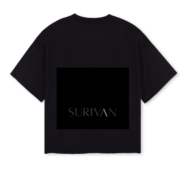 SURIVANBLKTEE Black Oversized Boxy Tee.