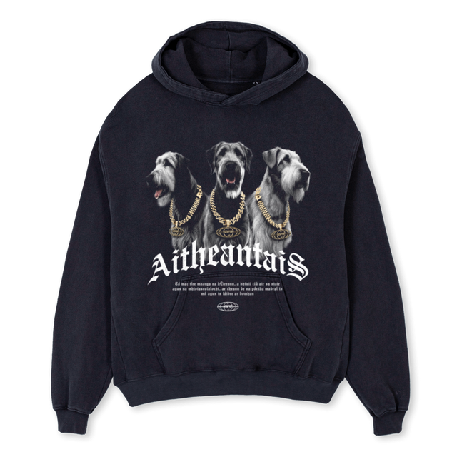 WOLFHOUNDHOODIE Vintage Black Oversized Hoodie.