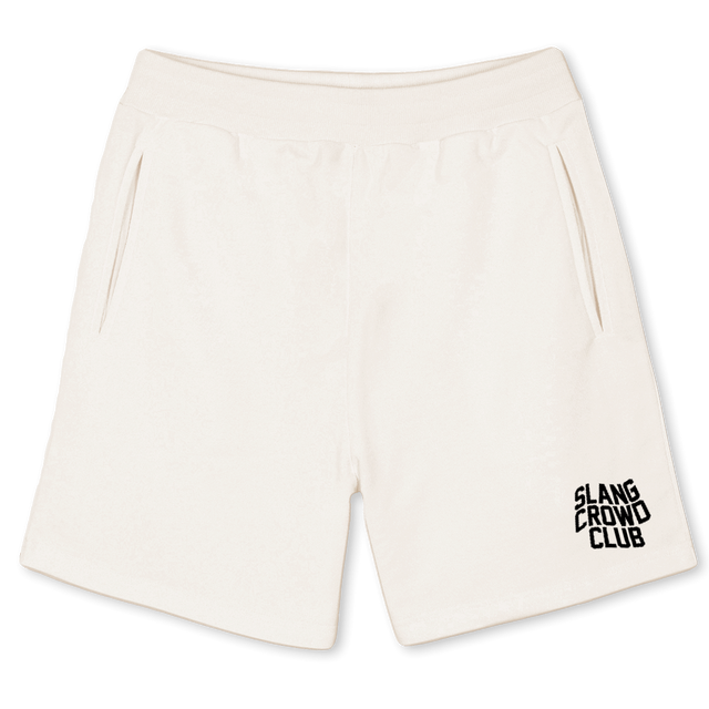 SLANGCROWDSHORTWHITE Vintage White Sweatshorts.