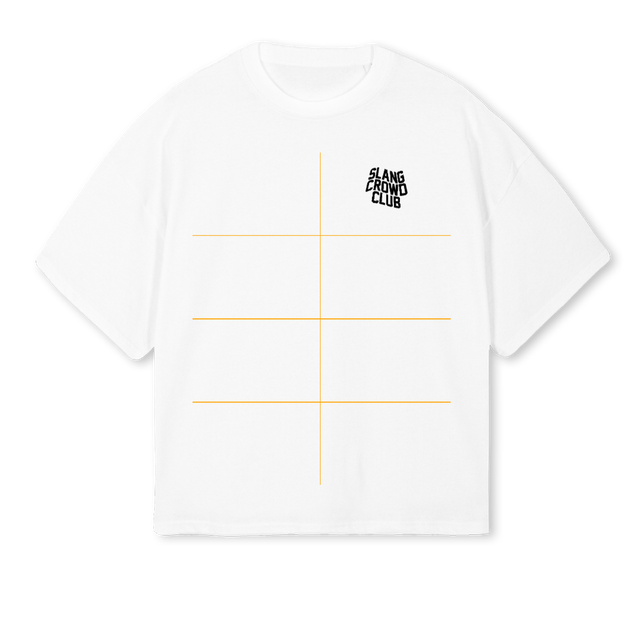 SLANGCROWDWHITE White Oversized Boxy Tee.