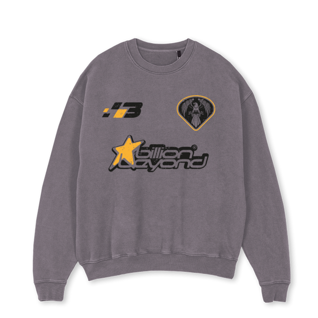TRACKSTAR Pigment Grey Oversized Crewneck Sweater.