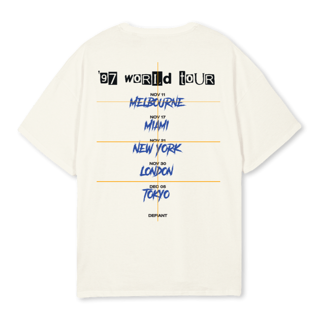 WORLDTOURONE Cream Oversized Tee.