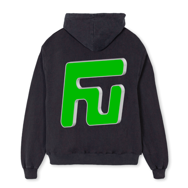 FNUONE Vintage Black Oversized Zipped Hoodie.
