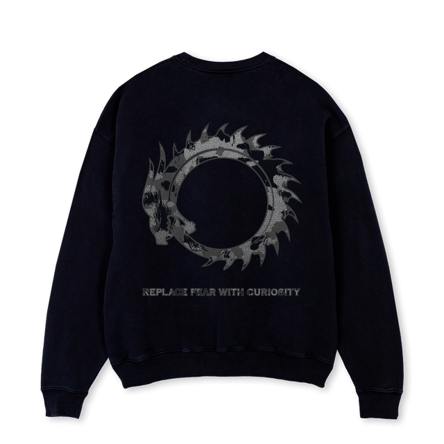 MOSAICBLACKSWEAT Black Oversized Crewneck Sweater.