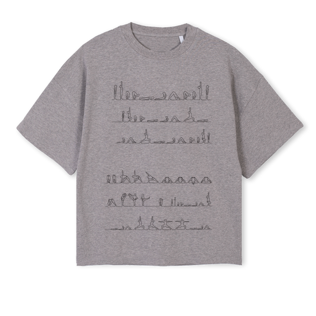 ASHTANGAREMERA Grey Marl Oversized Boxy Tee.