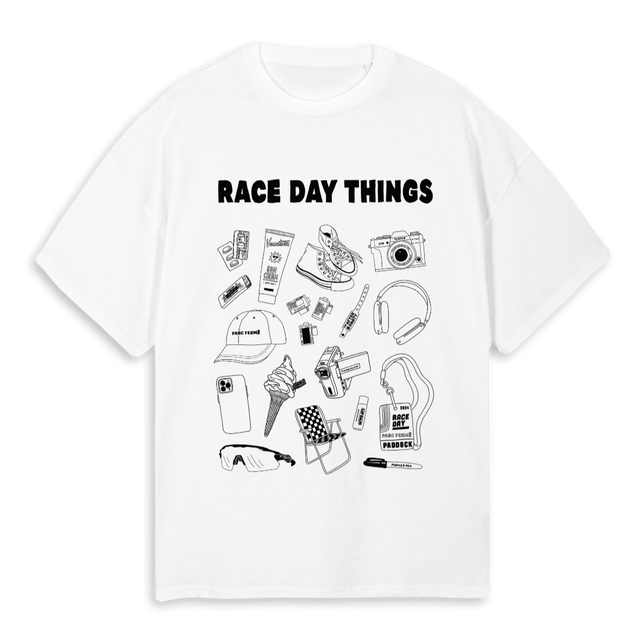 RACEDAY White Oversized Tee.