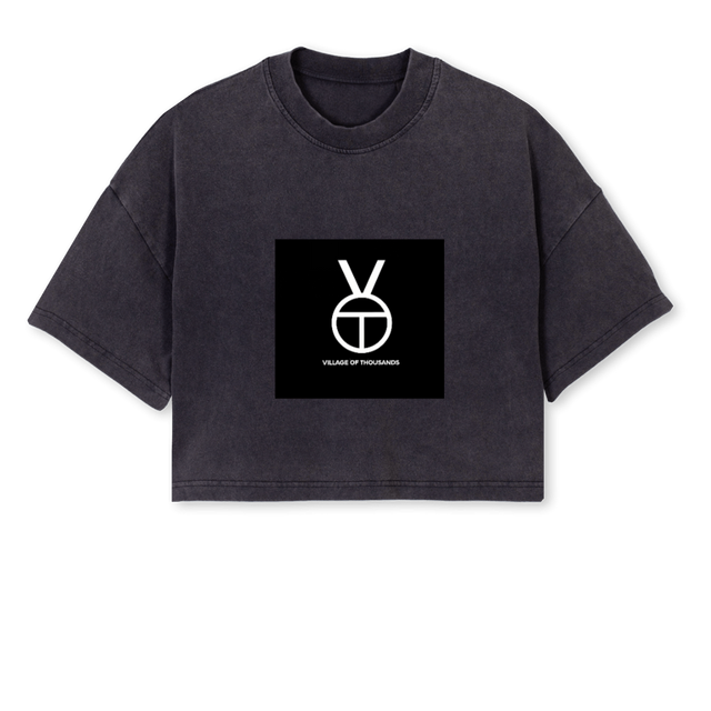 VOTWO Vintage Black Cropped Oversized Tee.