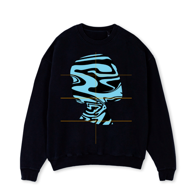 LIQUIDFY Black Oversized Crewneck Sweater.