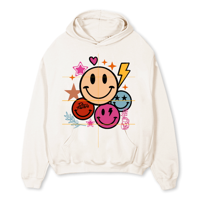 SMILEHOODIE Vintage White Oversized Hoodie.