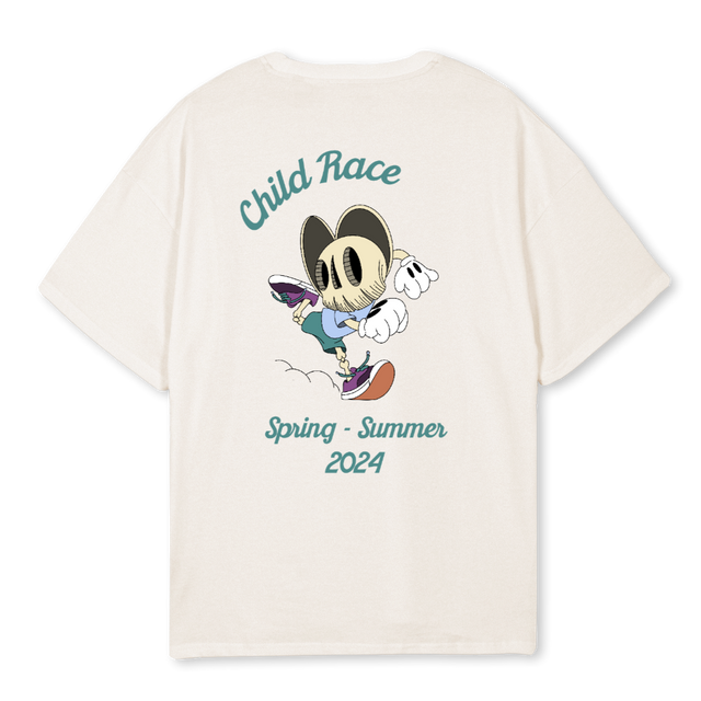 CHILD RACE VERSI_1 Vintage White Oversized Tee.