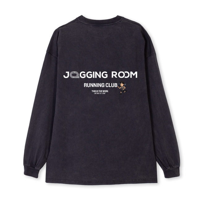 RUNLSBLK Vintage Black Oversized LS Tee.