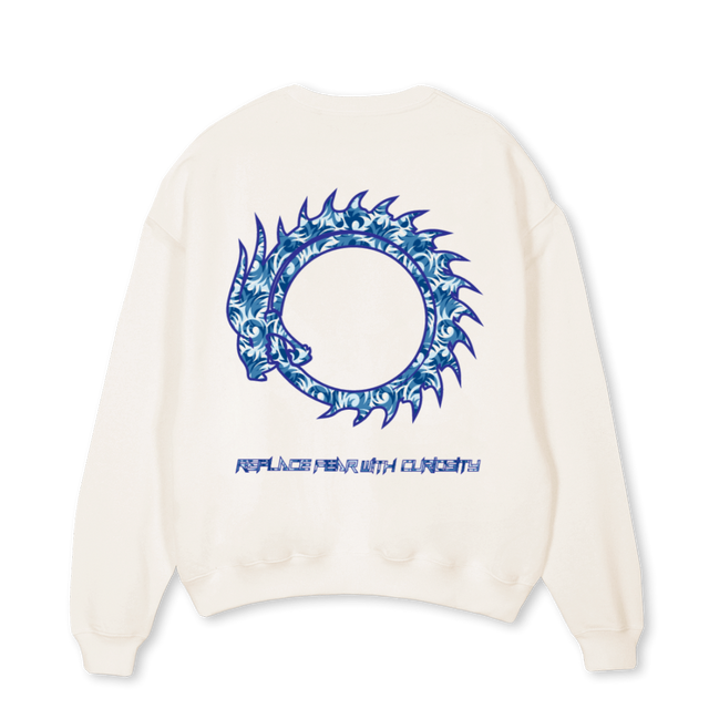 JIVE Vintage White Oversized Crewneck Sweater.