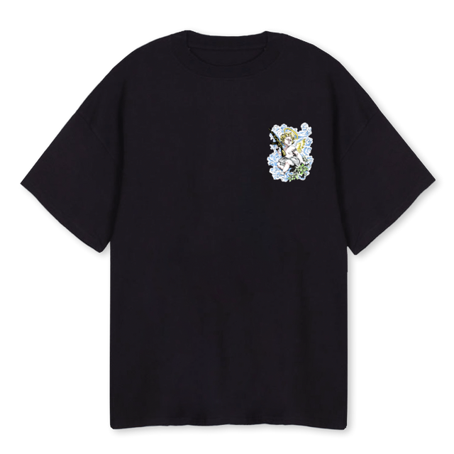 BYOPULENCEANGELTOP Black Oversized Tee.