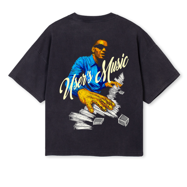 USERMUSIC Vintage Black Oversized Boxy Tee.