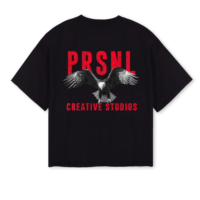 ÖRNPRSNL Black Oversized Boxy Tee.