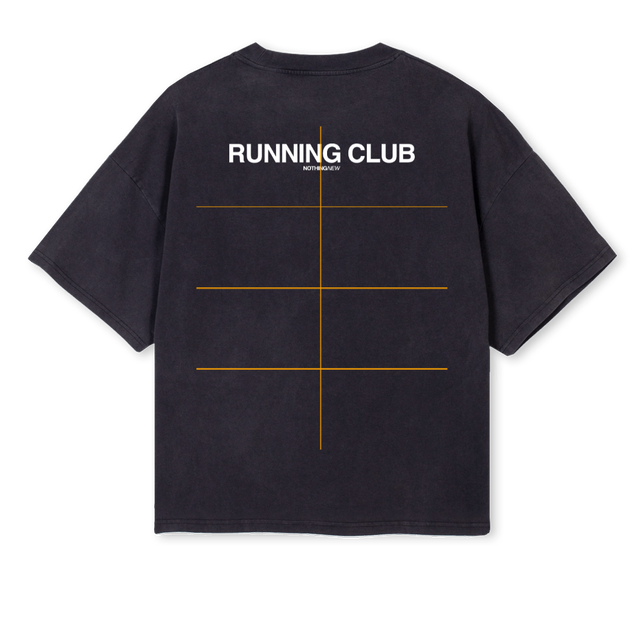 RUNNINGCLUB Vintage Black Oversized Boxy Tee.