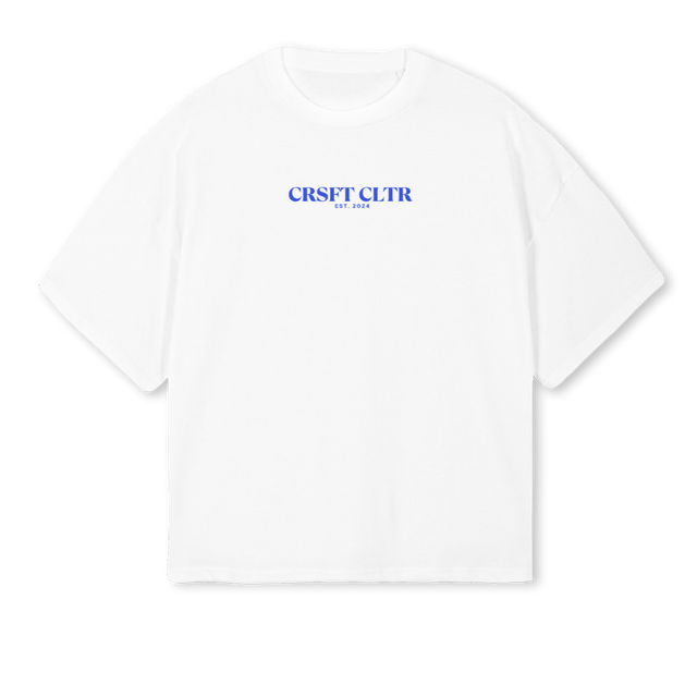 CRSFT_1 White Oversized Boxy Tee.