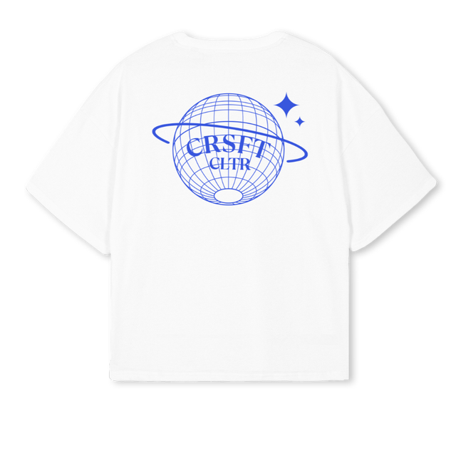 CRSFT_1 White Oversized Boxy Tee.