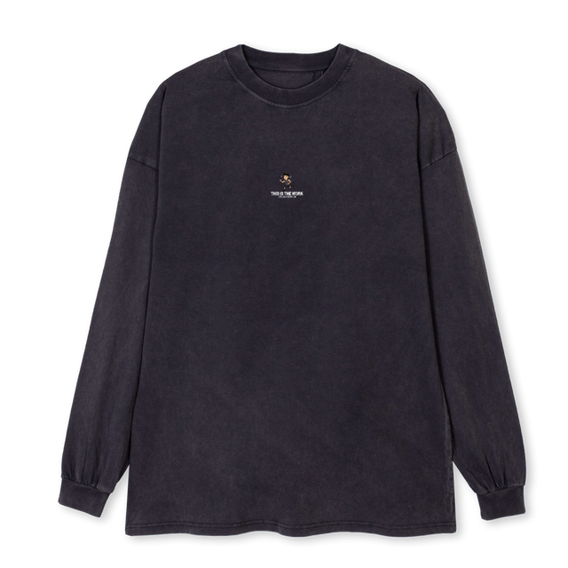 WKRLONGSLEEVE Vintage Black Oversized LS Tee.